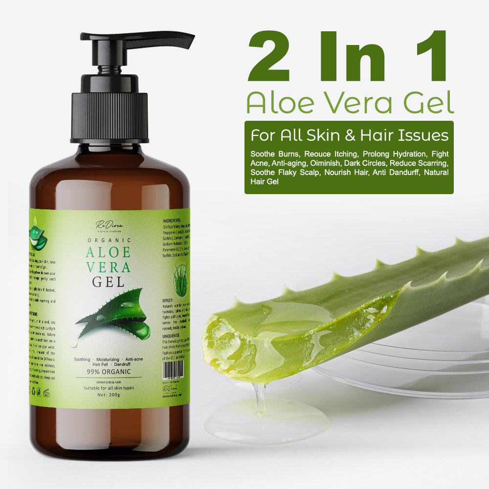 Organic Aloe Vera Gel For Hair Lose, Dandruff & Acne